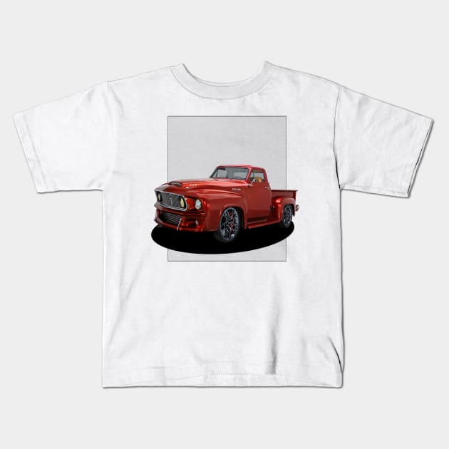 1969 Ford Mustang Front End and 1953 Ford F100 Cab and Rear End Kids T-Shirt by Wilcox PhotoArt